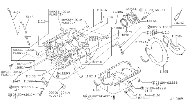 2001 Infiniti QX4 Plug Drain Diagram for 11128-01M00