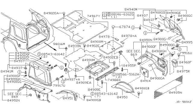 2002 Infiniti QX4 Trunk & Luggage Room Trimming Diagram 2