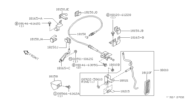 1997 Infiniti QX4 Pad-Accelerator Pedal Diagram for 18016-89917