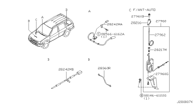 2002 Infiniti QX4 Audio & Visual Diagram 1