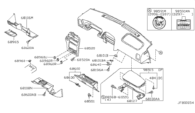 1998 Infiniti QX4 Air Bag Module Assembly, Assist Diagram for K8515-0W000