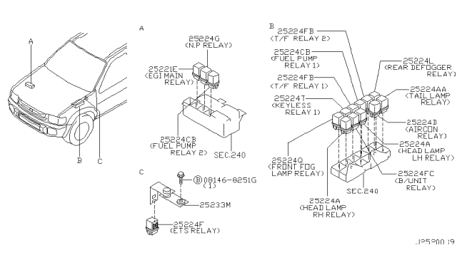 2003 Infiniti QX4 Relay Diagram for 25230-79982