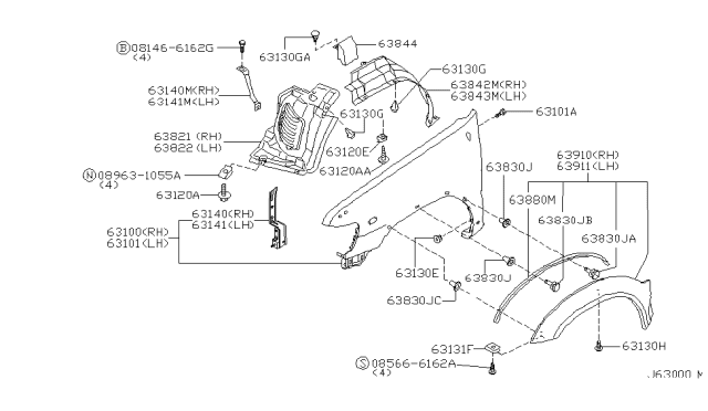 2000 Infiniti QX4 Front Fender & Fitting Diagram 3