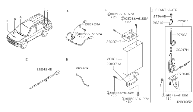 2001 Infiniti QX4 Base-Antenna Diagram for 28216-0W000