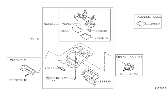 2000 Infiniti QX4 Roof Console Diagram