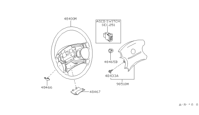 2001 Infiniti QX4 Air Bag Module Assembly, Driver Diagram for K8510-3W700