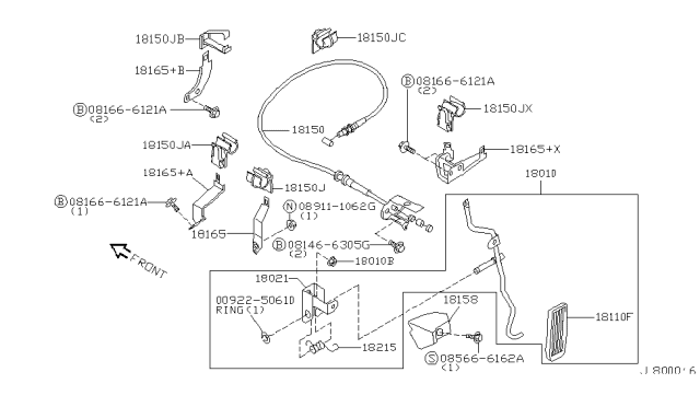 2002 Infiniti QX4 Lever Assembly-Pedal Diagram for 18005-4W000