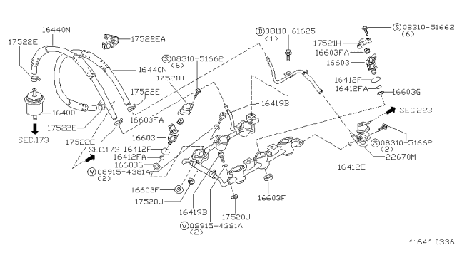 1998 Infiniti QX4 Insulator-Injector Diagram for 16636-88G00