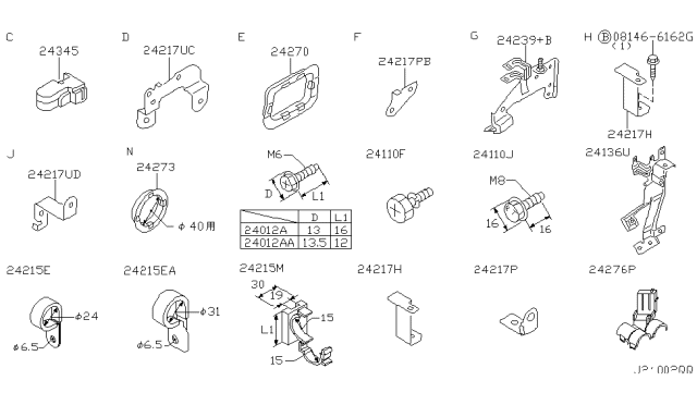 2003 Infiniti QX4 Bracket Diagram for 14049-4W005