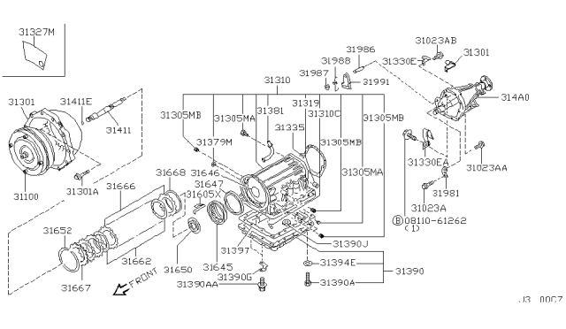 2002 Infiniti QX4 Torque Converter,Housing & Case Diagram 3