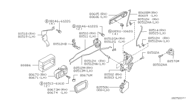 2001 Infiniti QX4 Handle Assembly-Front Door Outside,RH Diagram for 80606-5W600