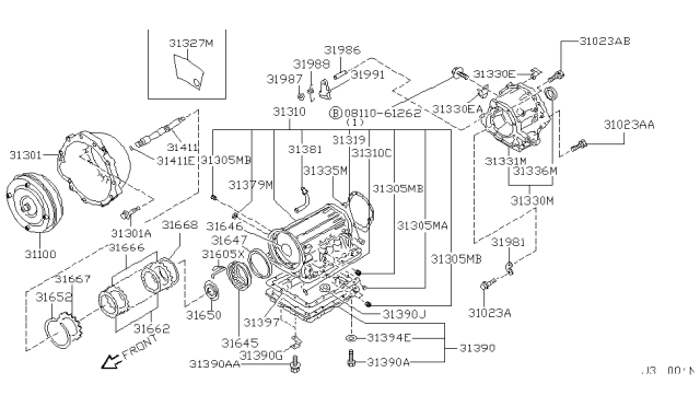 1999 Infiniti QX4 Torque Converter,Housing & Case Diagram 2