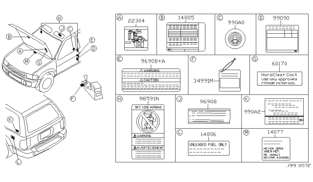 2001 Infiniti QX4 Label-Transfer Control Diagram for 99075-2W610