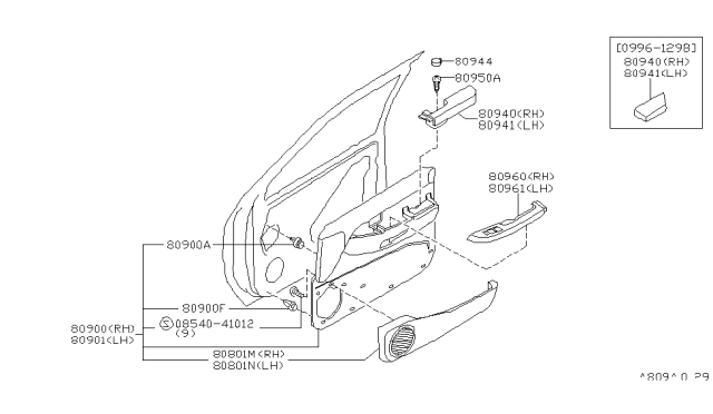 2001 Infiniti QX4 Front Door Trimming Diagram 2