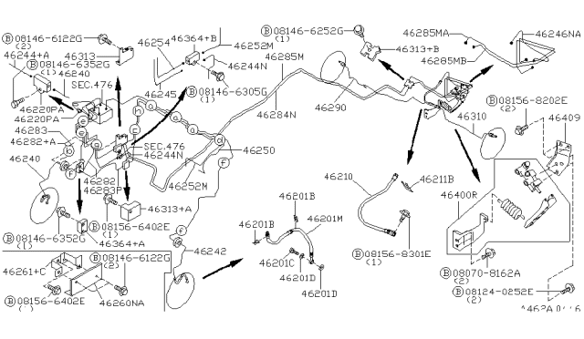 2002 Infiniti QX4 Brake Piping & Control Diagram 8