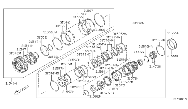 2001 Infiniti QX4 Piston Assy-High Clutch Diagram for 31544-41X04