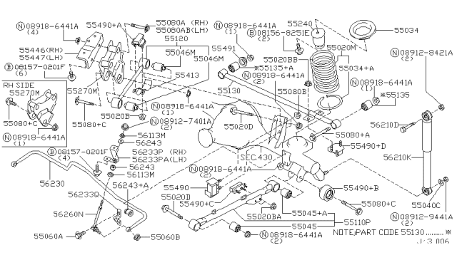 2001 Infiniti QX4 Bolt Diagram for 01225-00261