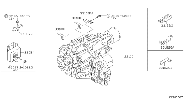 2003 Infiniti QX4 Transfer Assembly & Fitting Diagram 1