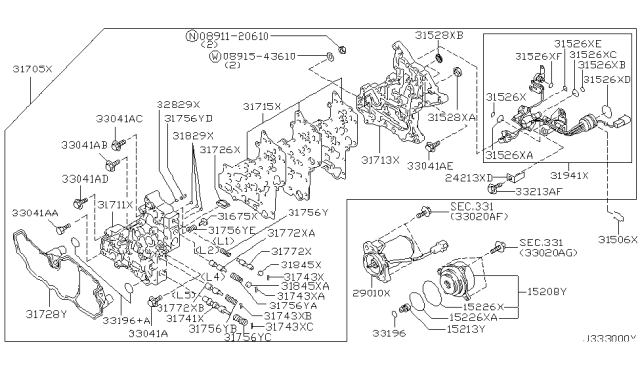 1999 Infiniti QX4 Transfer Shift Lever,Fork & Control Diagram 2