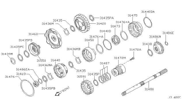 2002 Infiniti QX4 Carrier Assy-Front Planet Diagram for 31420-41X11