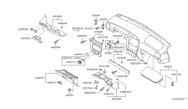 2002 Infiniti QX4 Instrument Panel,Pad & Cluster Lid Diagram 3