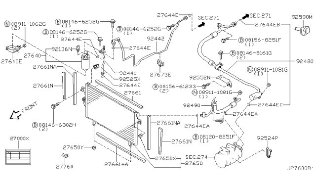 2000 Infiniti QX4 Condenser,Liquid Tank & Piping Diagram 1