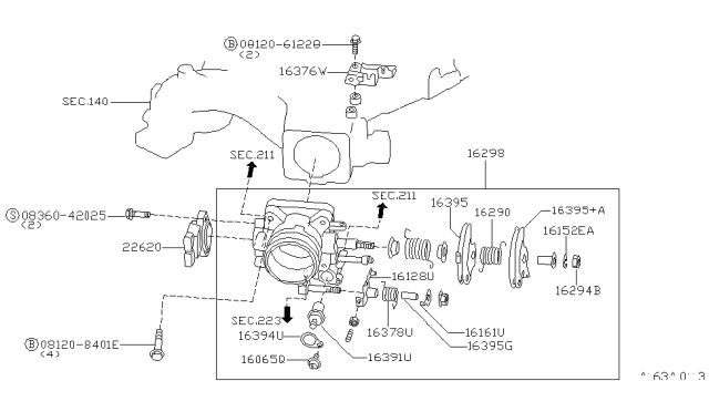 2000 Infiniti QX4 Throttle Body Diagram for 16118-1W610