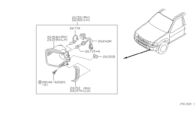 2001 Infiniti QX4 Fog Lamp Bulb Diagram for 26293-C9912