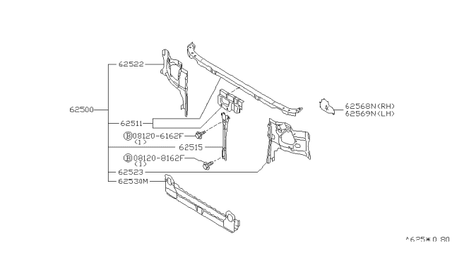 2000 Infiniti QX4 Support-Radiator Core,Side RH Diagram for 62520-3W700