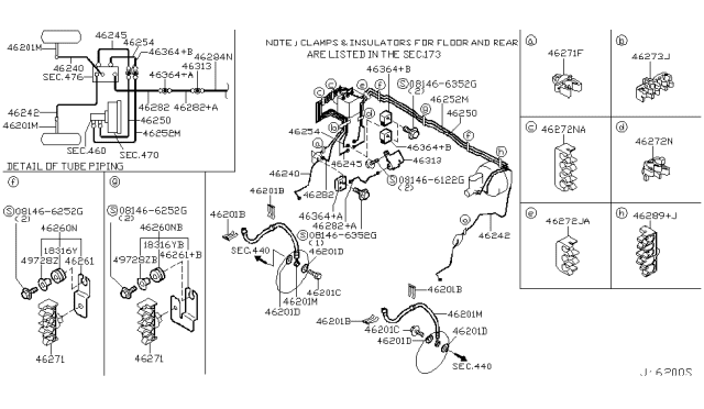 2002 Infiniti QX4 Brake Piping & Control Diagram 5