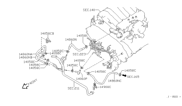 2002 Infiniti QX4 Hose-Air Diagram for 14099-4W002