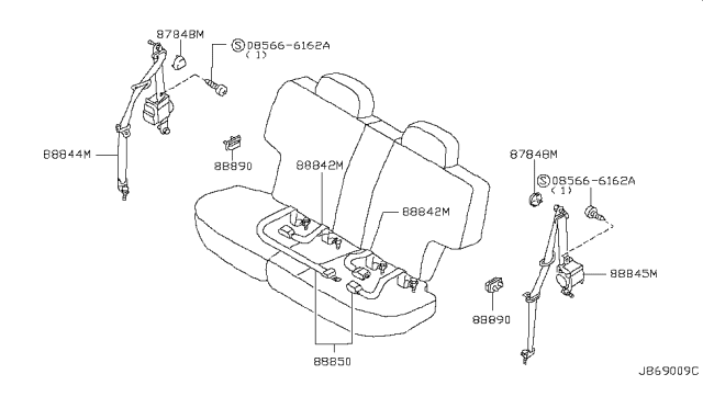 2003 Infiniti QX4 Rear Seat Belt Diagram 2