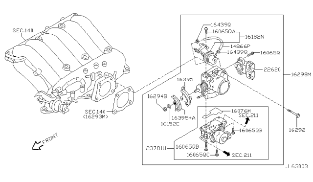 2000 Infiniti QX4 Chamber Assembly - Throttle Diagram for 16119-4W010