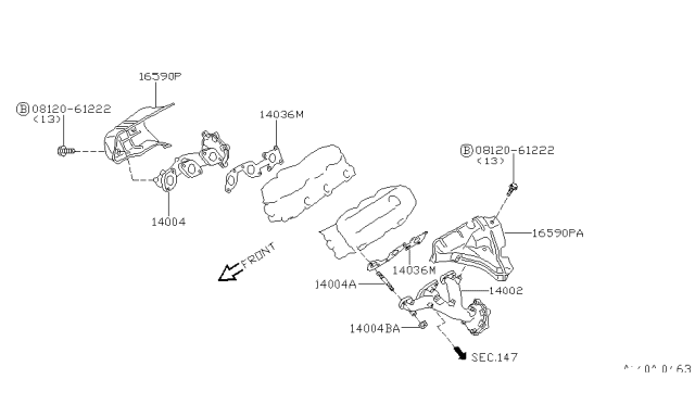 1999 Infiniti QX4 Manifold-Exhaust Diagram for 14004-0W000