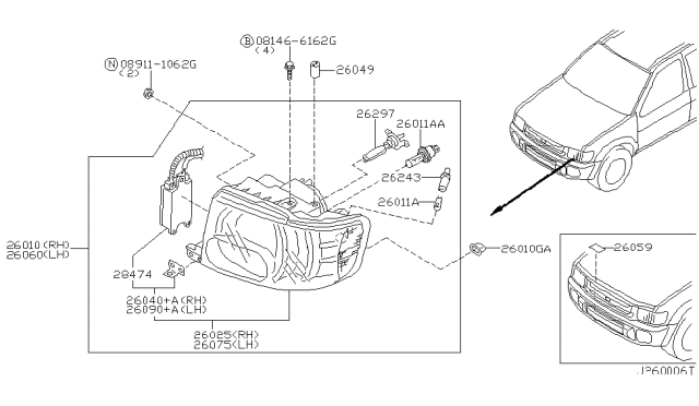 2001 Infiniti QX4 Headlamp Diagram 2