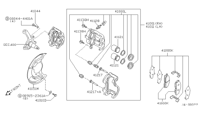 1998 Infiniti QX4 Splash Shield Diagram for 41150-0W701