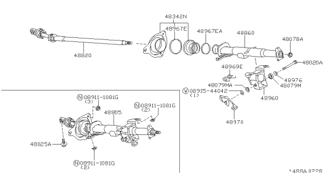 1999 Infiniti QX4 Lever-Adjust Diagram for 48970-0W010