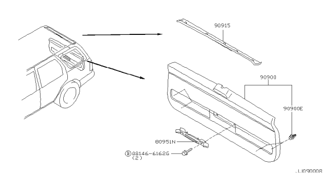 2002 Infiniti QX4 Back Door Trimming Diagram