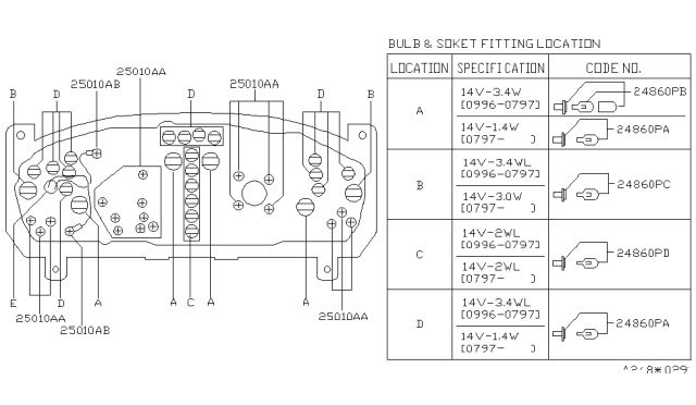 1998 Infiniti QX4 Socket Bulb Diagram for 24860-18L00