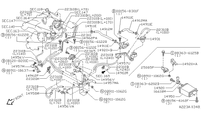 1997 Infiniti QX4 Engine Control Vacuum Piping Diagram 2