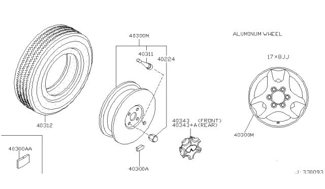 2002 Infiniti QX4 Road Wheel & Tire Diagram 2
