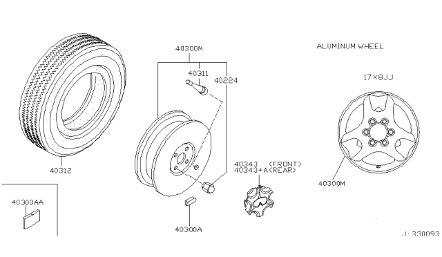 2003 Infiniti QX4 Road Wheel & Tire Diagram