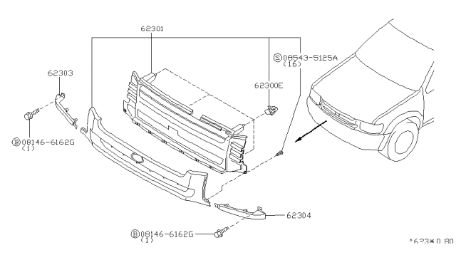 1999 Infiniti QX4 Front Grille Diagram