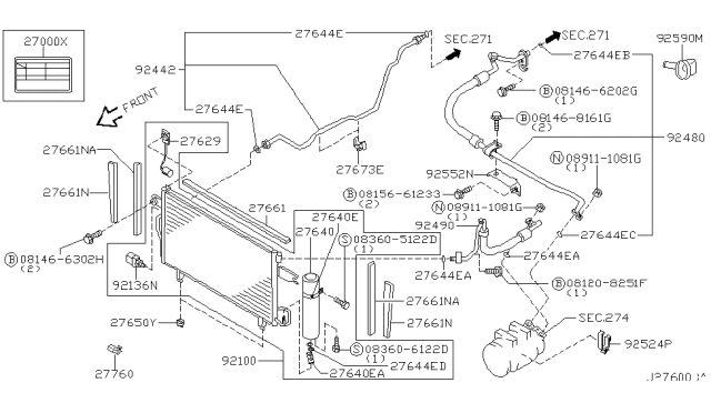 2002 Infiniti QX4 Condenser,Liquid Tank & Piping Diagram 1