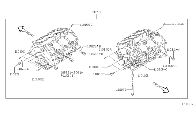 2000 Infiniti QX4 Cylinder Block & Oil Pan Diagram 2