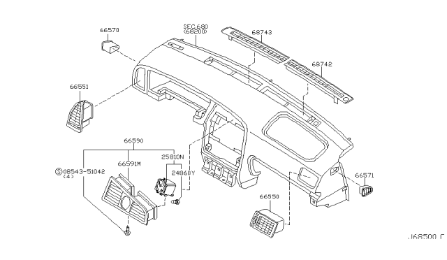 2002 Infiniti QX4 Ventilator Assy-Center Diagram for 68751-4W300