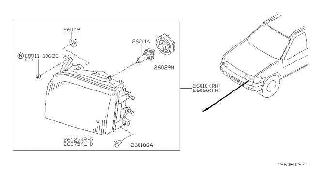 1998 Infiniti QX4 Headlamp Diagram 2