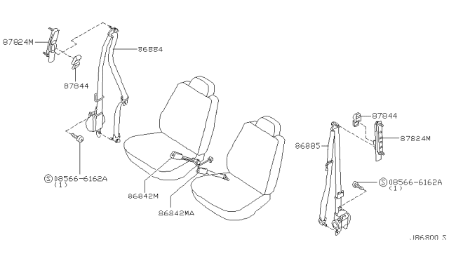 2000 Infiniti QX4 Belt Assembly-Front Seat Buckle Diagram for 86843-4W900