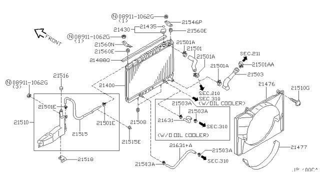 1999 Infiniti QX4 Radiator,Shroud & Inverter Cooling Diagram 2