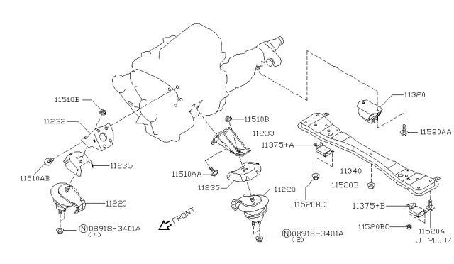 2002 Infiniti QX4 Engine & Transmission     Mounting Diagram 4